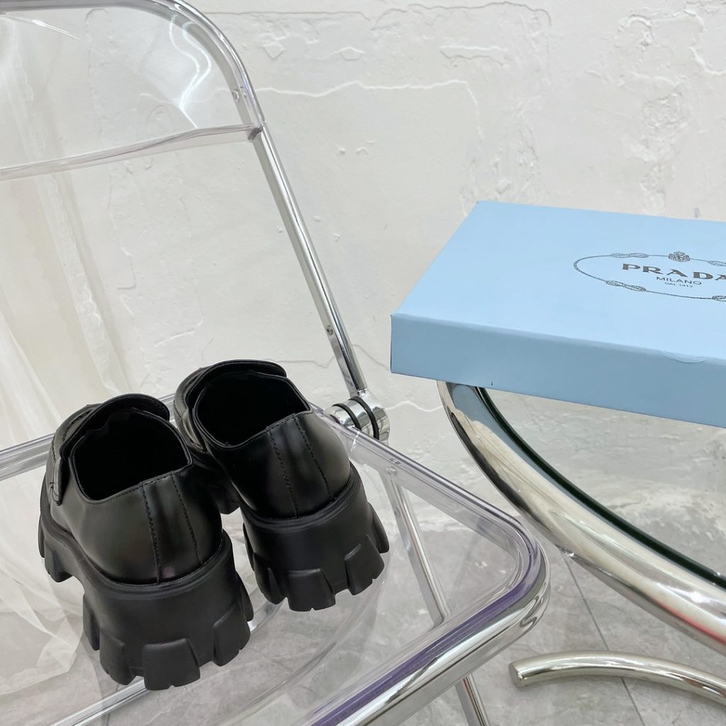 Prada Monolith Brushed Leather Loafers Black 2De129 B4L F0002 - Image 8