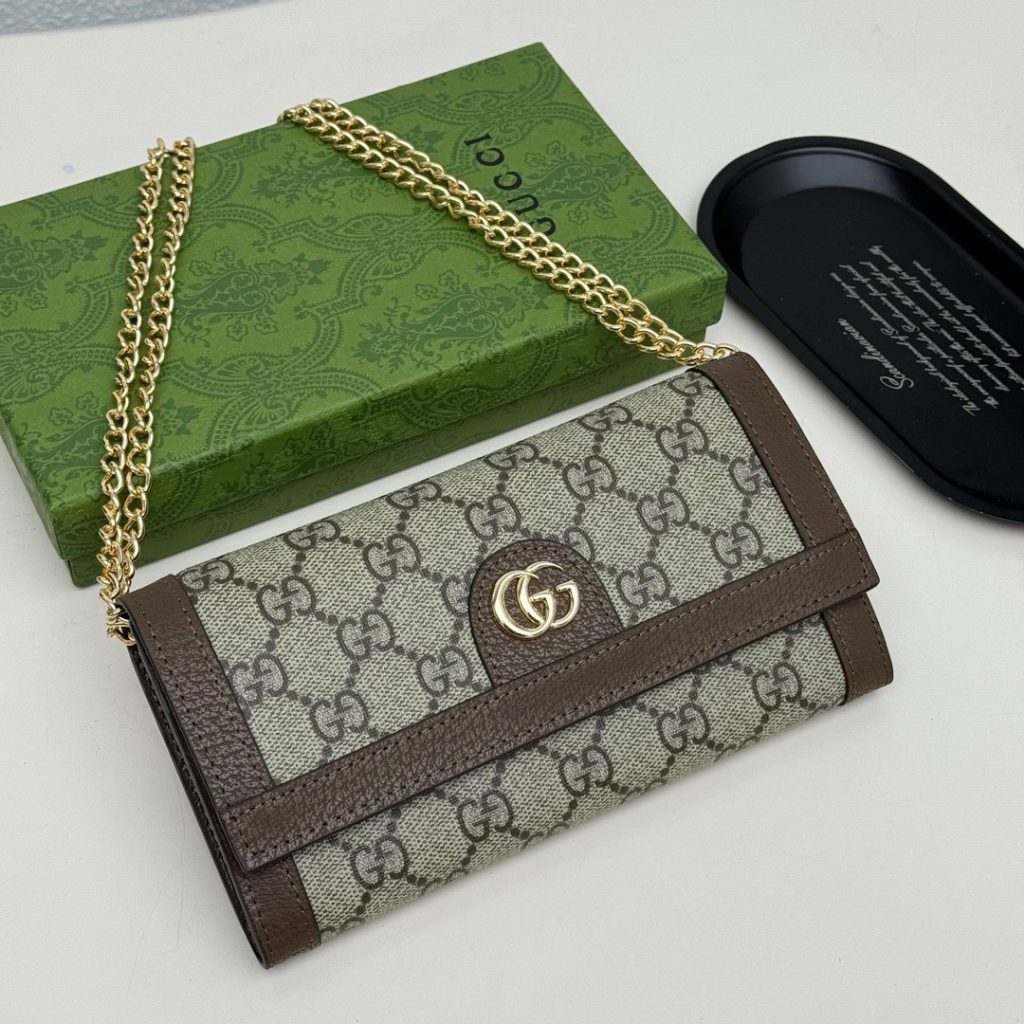 Gucci Ophidia Chain Wallet Beige Gg Supreme Canvas 19Cm 772309K9Gsg8367 - Image 3