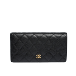 Chanel Black Caviar Leather Classic Long Flap Wallet 19.5Cm