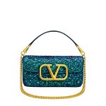 Valentino Small Loco Shoulder Bag With Embroidery in Antique Green 20cm 2W2B0K53BYYNB6