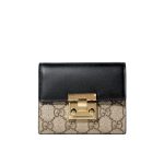 Gucci GG Supreme Padlock Wallet Black And Beige 11cm 779799 KLQIG 8575