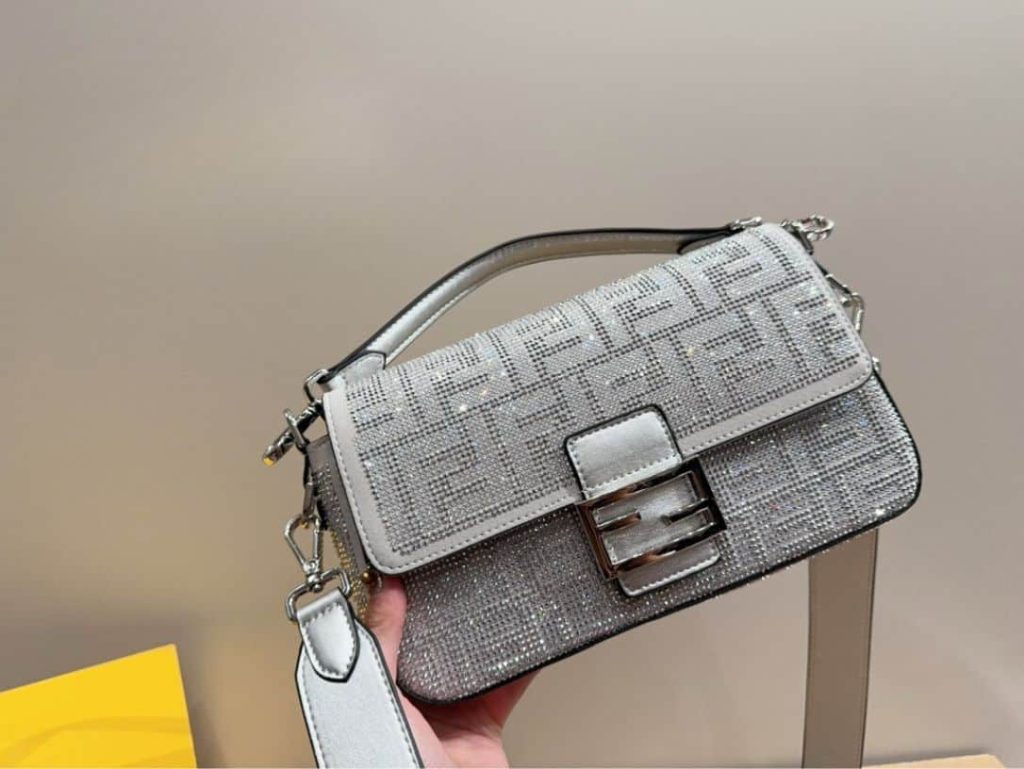 Fendi Baguette Silver Crystal Trim 25Cm - Image 4