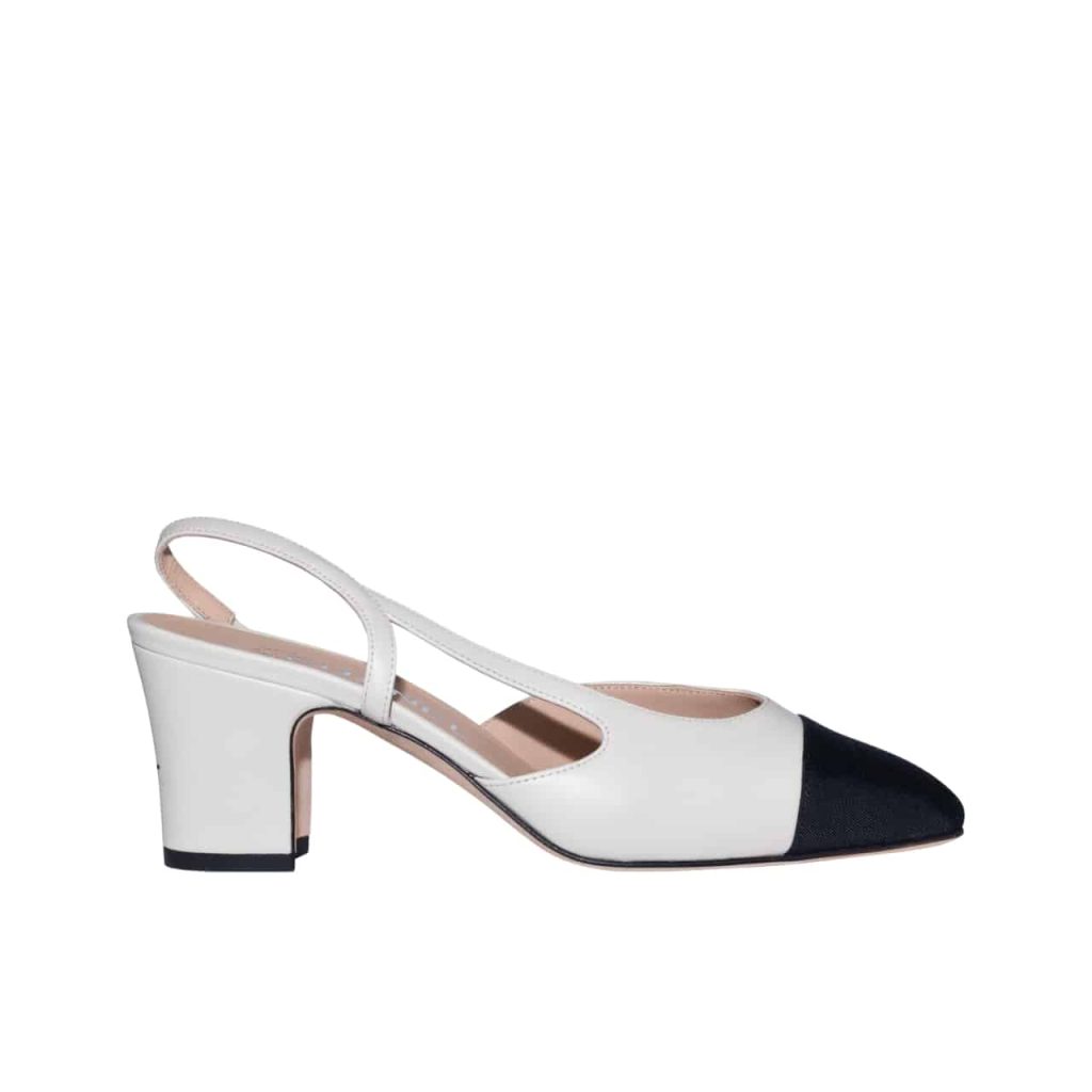 Chanel Slingbacks Goatskin &Amp; Grosgrain White - Image 2