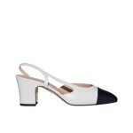 Chanel Slingbacks Goatskin &Amp; Grosgrain White