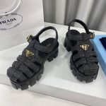Prada Monolith Crochet Cage Sandals Black 1X138N 3L8W F0002 F 055 - Image 8
