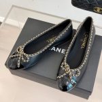 Chanel Ballet Flats Black Leather G46663 B21588 94305 - Image 6