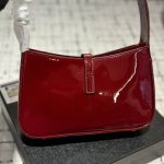 Saint Laurent Le 5 A 7 Patent Hobo Bag In Shiny Leather Wine Red 25Cm - Image 7