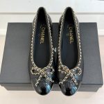 Chanel Ballet Flats Black Leather G46663 B21588 94305 - Image 4