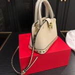Valentino Garavani Rockstud Handbag In Grainy Leather White 21Cm - Image 5