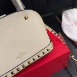 Valentino Garavani Rockstud Handbag In Grainy Leather White 21Cm - Image 8