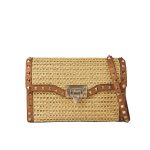 Valentino Garavani Rockstud Small Raffia Shoulder Bag Natural 22Cm