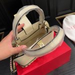 Valentino Garavani Rockstud Handbag In Grainy Leather White 21Cm - Image 9