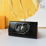 Louis Vuitton Capucines Crocodile Leather Long Wallet Black 20cm - Image 4