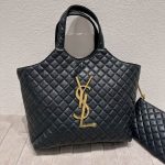 Saint Laurent Icare Shopping Bag In Quilted Gold Hardware Black 40Cm - Image 3