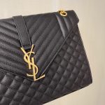 Saint Laurent Envelope Large Mix Matelassé Shoulder Bag Black 31cm 600166BOW911000 - Image 5