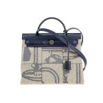 Hermes Herbag 31 Brides De Gala And Blue Indigo Blue Enamel 31cm