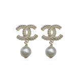 Chanel Cc Pearl Gold Earrings