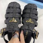 Prada Monolith Crochet Cage Sandals Black 1X138N 3L8W F0002 F 055 - Image 7
