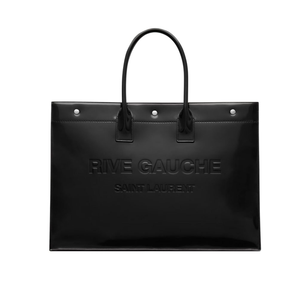 Saint Laurent Rive Gauche Large Tote Bag In Glazed Leather Black 48Cm 587273Aacp21000 - Image 2
