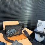 Louis Vuitton Pochette Voyage MM Damier Graphite Stamps Black 27cm N64605 - Image 3