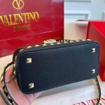 Valentino Garavani Rockstud Handbag In Grainy Leather Black 21Cm - Image 7