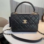 Chanel Flap Bag With Top Handle Black 25cm A92236 Y60767 94305 - Image 3