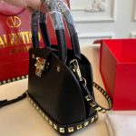 Valentino Garavani Rockstud Handbag In Grainy Leather Black 21Cm - Image 5