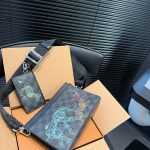 Louis Vuitton Pochette Voyage MM Damier Graphite Stamps Black 27cm N64605 - Image 6