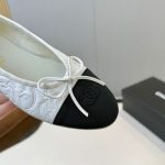 Chanel Ballet Flats Embroidered Fabric And Grosgrain White Black G02819 B21026 U1898 - Image 7
