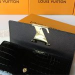 Louis Vuitton Capucines Crocodile Leather Long Wallet Black 20cm - Image 9