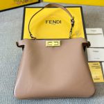 Fendi Peekaboo Soft Medium Leather Bag Dove Grey 33Cm - Image 3