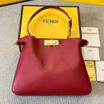 Fendi Peekaboo Soft Medium Leather Bag Red 33Cm - Image 3