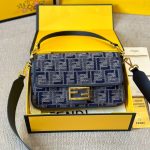 Fendi Baguette Ff Chenille Bag Dark Blue 27Cm - Image 4