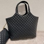 Saint Laurent Icare Shopping Bag In Quilted Gold Hardware Black 40Cm - Image 6