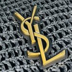 Saint Laurent Oxalis In Raffia Crochet And Leather Black 41Cm 781289Gaaea1000 - Image 8