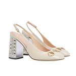 Gucci Women's Horsebit Pump With Crystals White 795984 Bnc00 9540