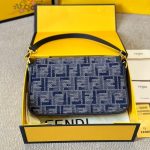 Fendi Baguette Ff Chenille Bag Dark Blue 27Cm - Image 6