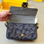 Fendi Baguette Ff Chenille Bag Dark Blue 27Cm - Image 7
