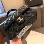 Chanel Classic Mini Bag In Shiny Leather With Handle Black 20Cm - Image 5