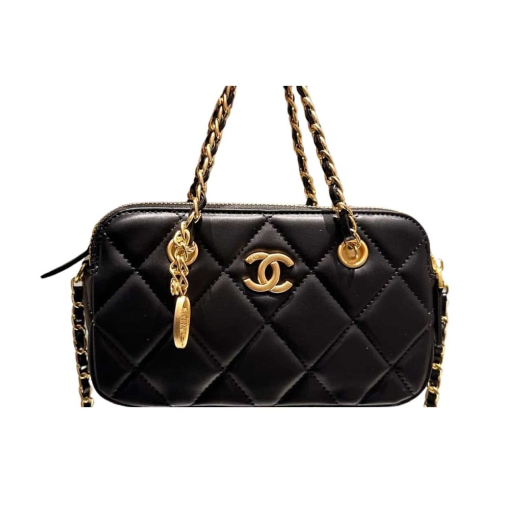 Chanel Matelasse Flap Bag With Chain Black 20Cm - Image 2
