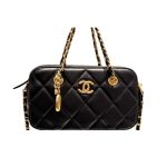Chanel Matelasse Flap Bag With Chain Black 20Cm