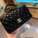 Chanel Classic Mini Bag In Shiny Leather With Handle Black 20Cm - Image 3