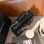 Chanel Classic Mini Bag In Shiny Leather With Handle Black 20Cm - Image 9