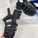 Prada Monolith Crochet Cage Sandals Black 1X138N 3L8W F0002 F 055 - Image 5