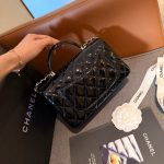 Chanel Classic Mini Bag In Shiny Leather With Handle Black 20Cm - Image 10