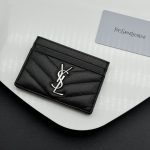 Saint Laurent Wallet Chevron And Logo Card Holders Black 10Cm - Image 9