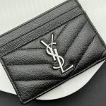 Saint Laurent Wallet Chevron And Logo Card Holders Black 10Cm - Image 3