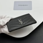 Saint Laurent Wallet Chevron And Logo Card Holders Black 10Cm - Image 4
