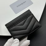 Saint Laurent Wallet Chevron And Logo Card Holders Black 10Cm - Image 7