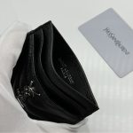 Saint Laurent Wallet Chevron And Logo Card Holders Black 10Cm - Image 8